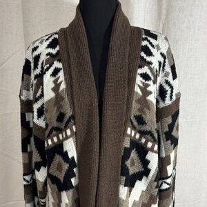 Brown, White and Black Patterned Cardigan